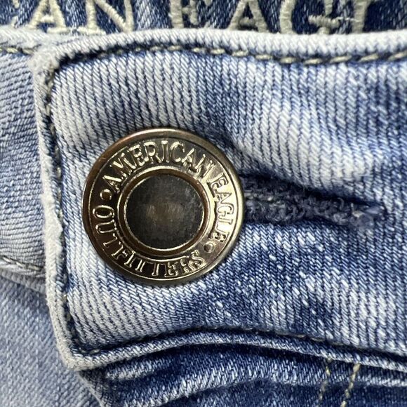 American Eagle Denim Jeans Women 8 Blue Light Wash Skinny Mid Rise Super Stretch - Picture 2 of 10